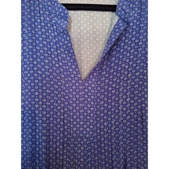 Old Navy Pop Over Mini Dress Womans XL Blue White Dizzy Floral Peasant Baby Doll - Picture 2 of 7